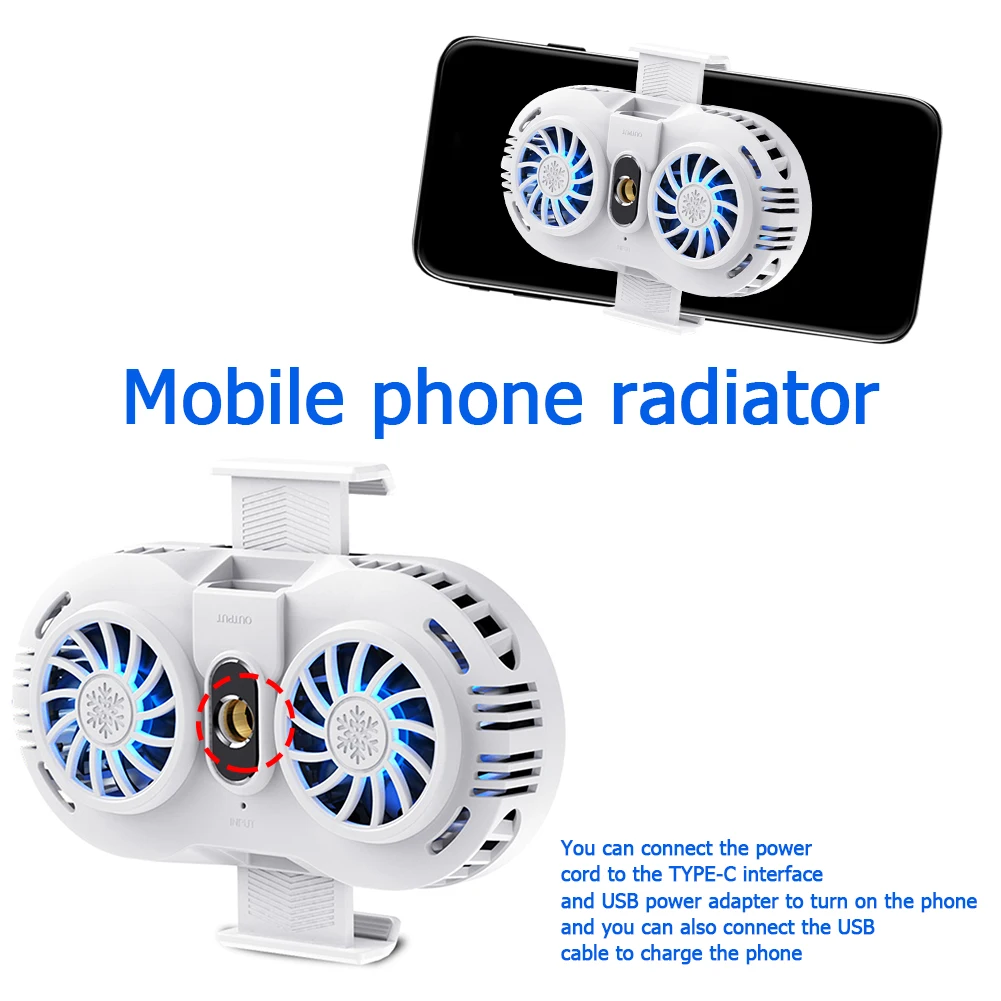 Mobile Phone Cooler Double Fan Phone Radiator Phone Holder Cooling Pad Gamepad Controller Heat Sink For 4-6.5 inch Smartphone
Mobile Phone Cooler Double Fan Phone Radiator Phone Holder Cooling Pad Gamepad Controller Heat Sink For 4-6.5 inch Smartphone