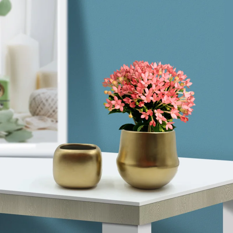 Nordic Ceramic Golden Flower Pot Matte Gilded Ceramic Vase Living Room Bedroom Decoration Flower Arrangement Creative Artwork 
Nordic Ceramic Golden Flower Pot Matte Gilded Ceramic Vase Living Room Bedroom Decoration Flower Arrangement Creative Artwork
