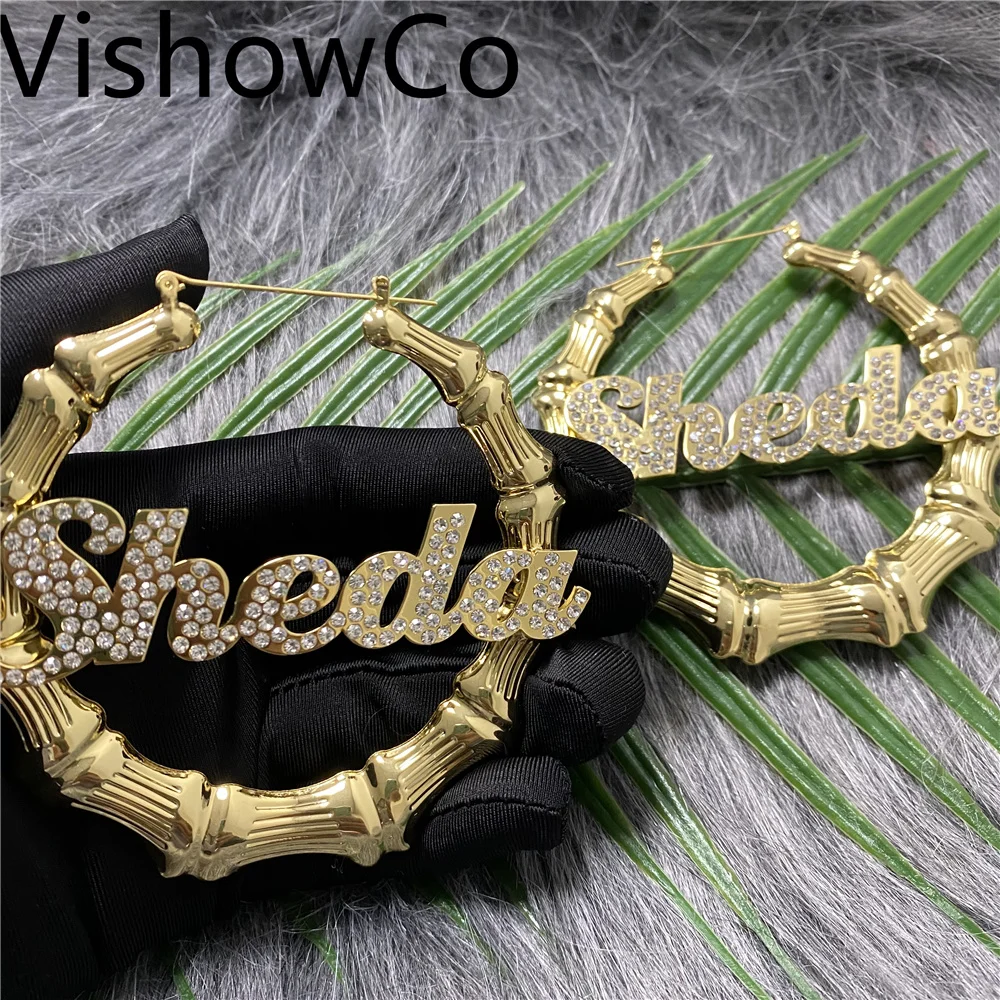 VishowCo Hiphop Fashion Popular Custom Name Earrings Sexy Bamboo Circle Point Diamond Earrings Jewelry Holiday Gift
VishowCo Hiphop Fashion Popular Custom Name Earrings Sexy Bamboo Circle Point Diamond Earrings Jewelry Holiday Gift