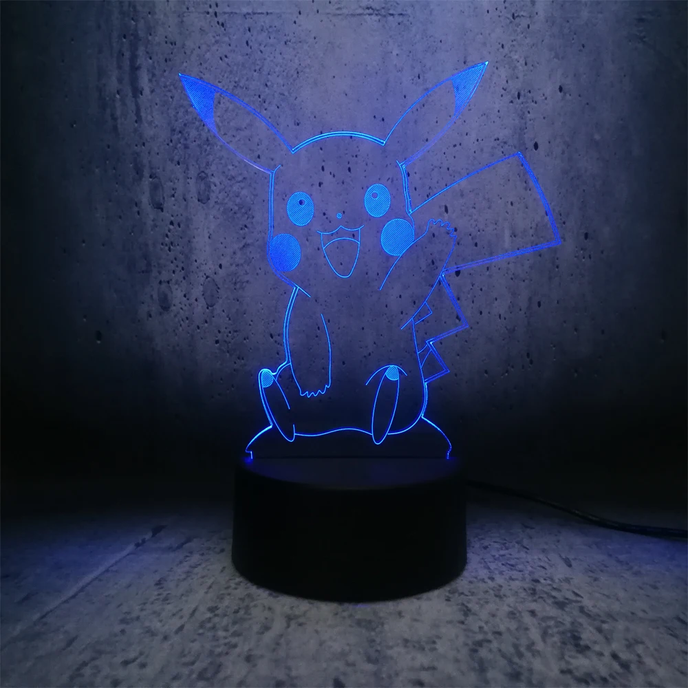Новинка 2019 3D лампа Pokemon Pikachu USB ночник разноцветная светодиодная RGB детские