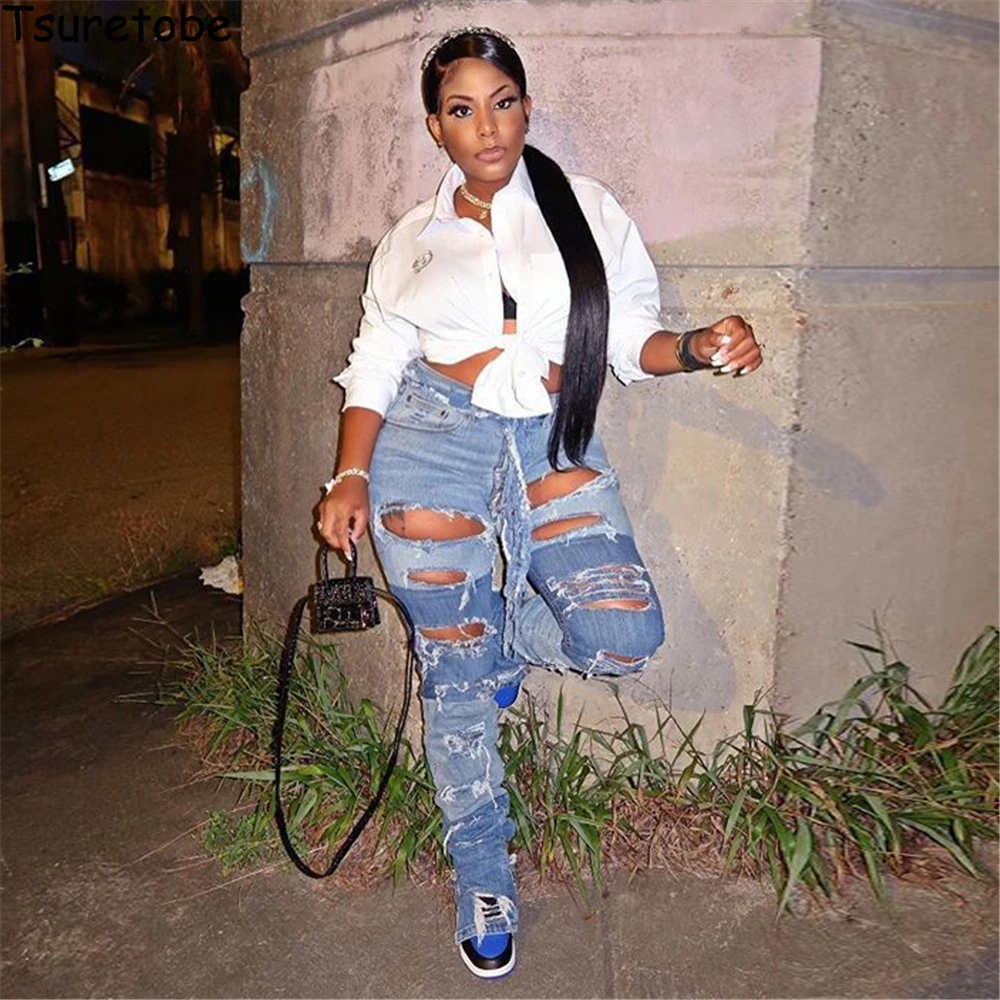 Tsuretobe Streetwear Patchwork Jeans Woman High Waist Ripped Jeans For Women y2k Baggy Jeans 2020 Sexy Straight Pants Female
Tsuretobe Streetwear Patchwork Jeans Woman High Waist Ripped Jeans For Women y2k Baggy Jeans 2020 Sexy Straight Pants Female