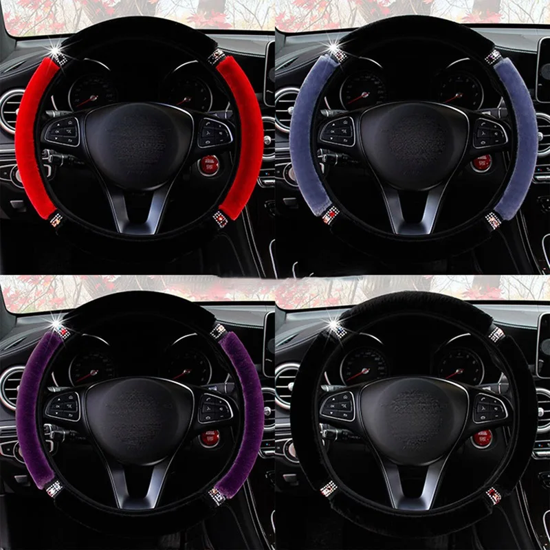 37-38cm Universal Diameter Soft Plush Rhinestone Colorful Steering Wheel Cover Interior Accessories Steering-Cover Car-styling
37-38cm Universal Diameter Soft Plush Rhinestone Colorful Steering Wheel Cover Interior Accessories Steering-Cover Car-styling