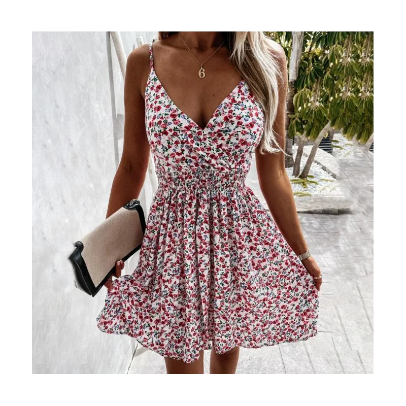 Summer Floral Print Sexy V-neck Halter Mini Sling Dress Womens Beach Casual Fashion Sleeveless Short Skirt
Summer Floral Print Sexy V-neck Halter Mini Sling Dress Womens Beach Casual Fashion Sleeveless Short Skirt