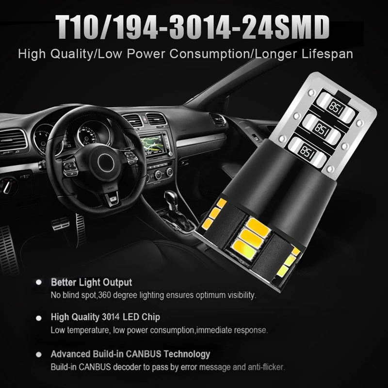 AU04 -2X T10 501 194 W5W 24SMD LED Car HID CANBUS Error Free Wedge Light Bulb Clearance Side Marker Lights
AU04 -2X T10 501 194 W5W 24SMD LED Car HID CANBUS Error Free Wedge Light Bulb Clearance Side Marker Lights