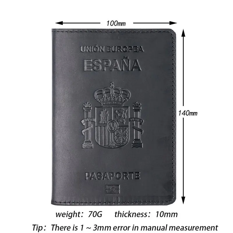 Genuine Cow Leather Men Women Spain Passport Cover Vintage Business ID Bank Pass Card Holder Credit Travel Document Purse Wallet
Genuine Cow Leather Men Women Spain Passport Cover Vintage Business ID Bank Pass Card Holder Credit Travel Document Purse Wallet