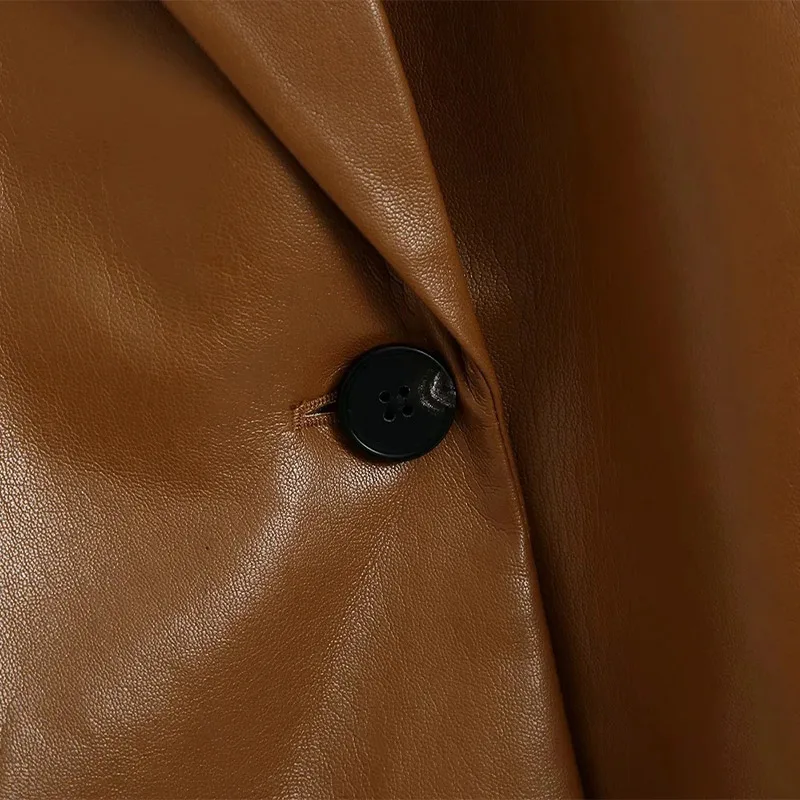 One-button Faux Leather Blazer Suit Notched PU Coat Jacket+Pants Mid-length Blazers Suits 2021 Fashion Autumn Winter Ladies Sets
One-button Faux Leather Blazer Suit Notched PU Coat Jacket+Pants Mid-length Blazers Suits 2021 Fashion Autumn Winter Ladies Sets