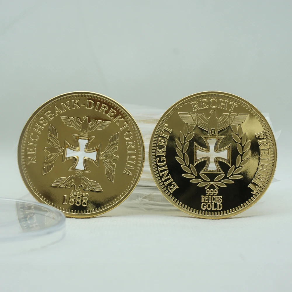 

1888 German Gold Clad Coin Eagle Iron Cross Metal Commemorative Deutsche Reichsbank Coins gifts
