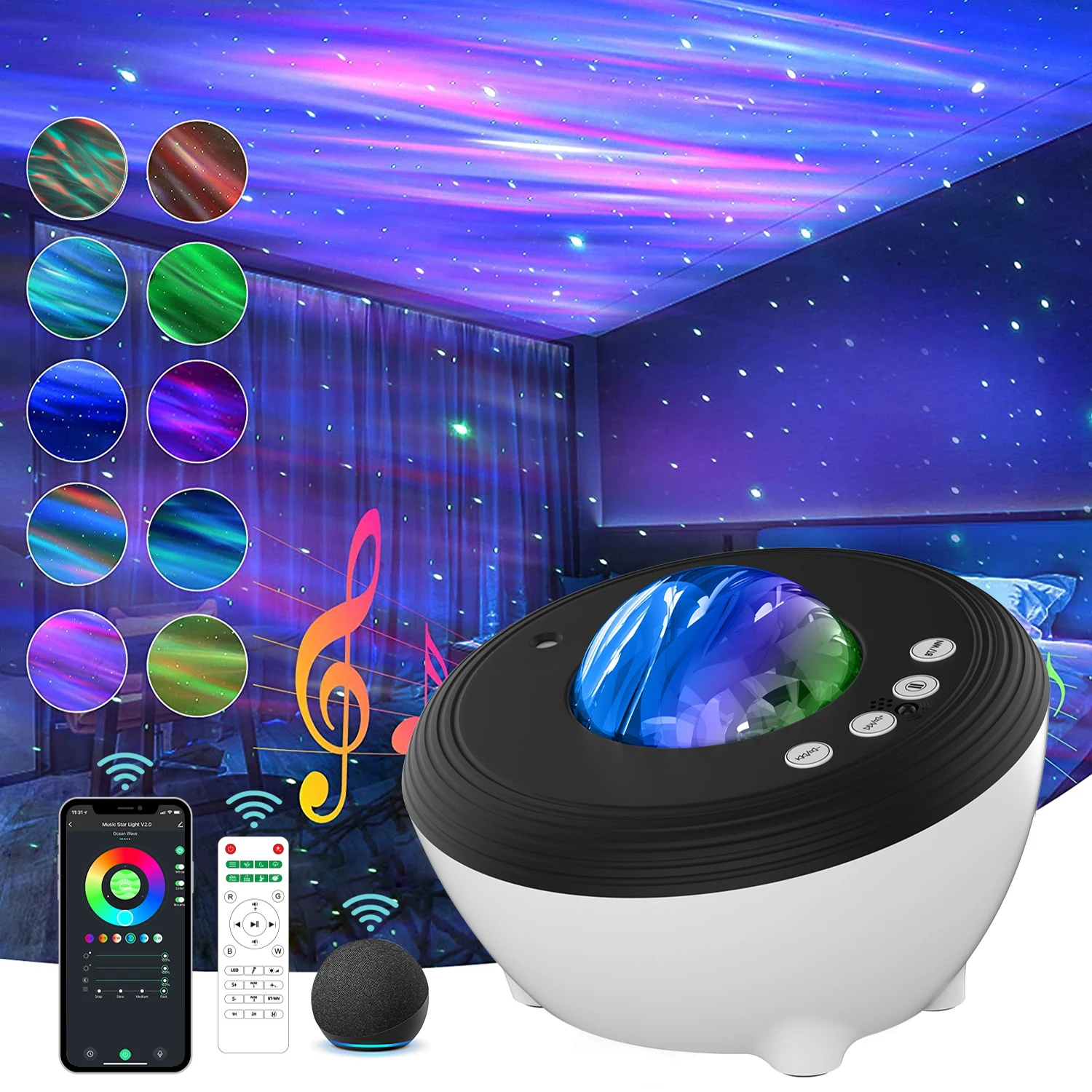 WiFi Smart Aurora Projector Night Light Room Decor Rotate Starry Sky Porjectors Blueteeth USB Music Player Projection Lamp Gifts
WiFi Smart Aurora Projector Night Light Room Decor Rotate Starry Sky Porjectors Blueteeth USB Music Player Projection Lamp Gifts