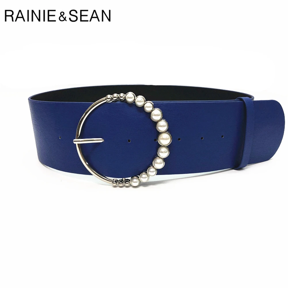 Blue Women Belt Wide Waist Pearl Round Buckle Pu Leather Waist Belts Casual Solid Ladies Belt for Dress 90cm
Blue Women Belt Wide Waist Pearl Round Buckle Pu Leather Waist Belts Casual Solid Ladies Belt for Dress 90cm