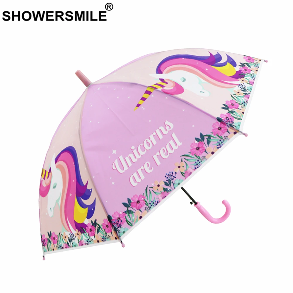 SHOWERSMILE зонт для детей с единорогом Детский прозрачный длинной ручкой