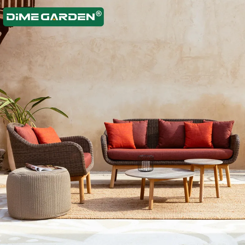 

Уличный диван из твердой древесины и ротанга, простой двор, удобная терраса, вилла, балкон, садовый ротанговый стул, кофейный столик, комбини...
