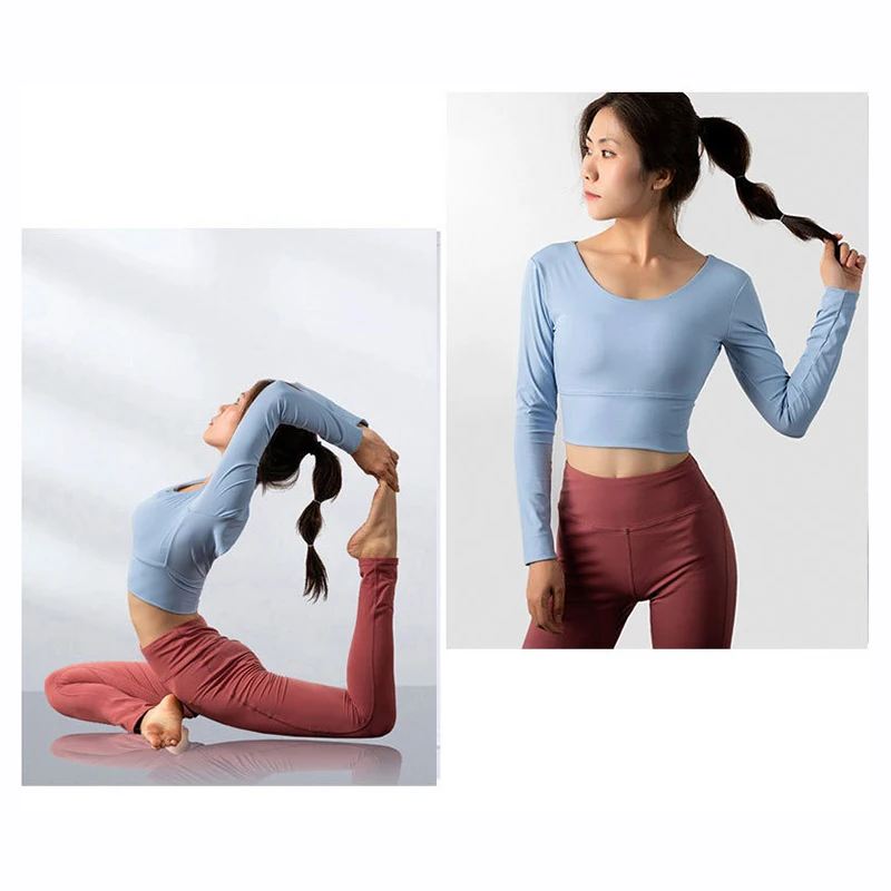 Women's Padded Sports Top Long Sleeve Strappy Backless Workout Tops with Thumb Hole Health99
Women's Padded Sports Top Long Sleeve Strappy Backless Workout Tops with Thumb Hole Health99