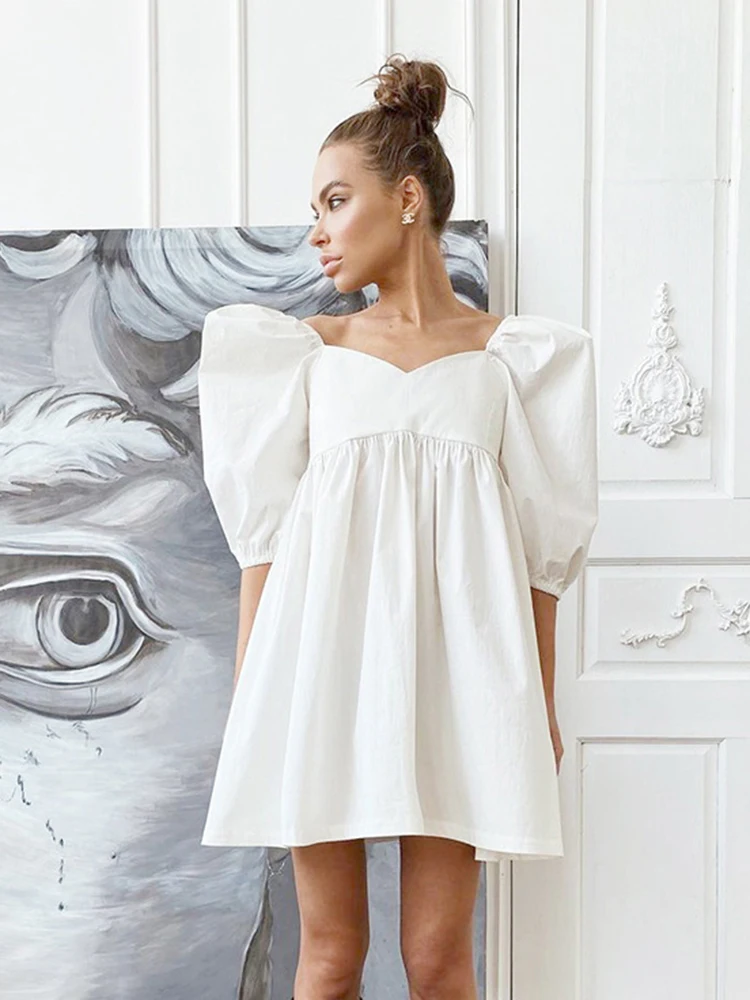 TTQV Sexy Square Neck Mini Dress Female Winter Puff Sleeve A-Line Women Dresses Elegant Loose Cotton Dress For New Year 2022 
TTQV Sexy Square Neck Mini Dress Female Winter Puff Sleeve A-Line Women Dresses Elegant Loose Cotton Dress For New Year 2022