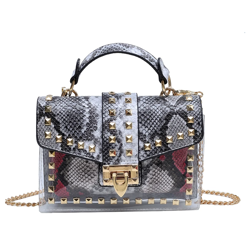 Summer Fashion PVC Snake Rivet Design Chain Square Purse Shoulder Messenger Bag Bolso Mujer Sac A Main Luxury Designer Handbag
Summer Fashion PVC Snake Rivet Design Chain Square Purse Shoulder Messenger Bag Bolso Mujer Sac A Main Luxury Designer Handbag