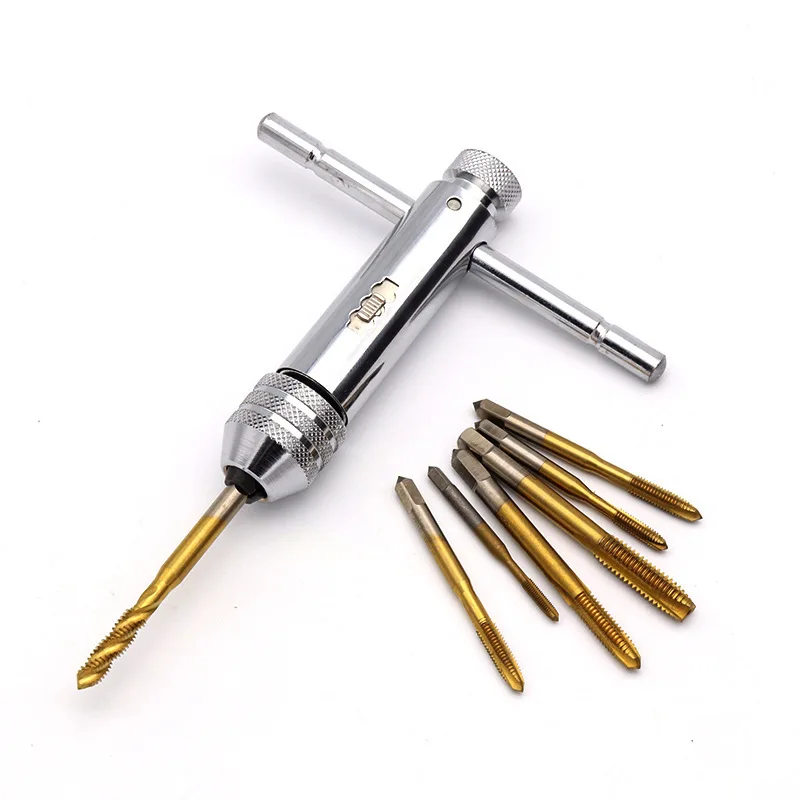 Adjustable T Handle Wrench Ratchet Spanner M3-M8 Screw Taps Thread Metric Plugs Machinist Hand Tools Tap & Die Set
Adjustable T Handle Wrench Ratchet Spanner M3-M8 Screw Taps Thread Metric Plugs Machinist Hand Tools Tap & Die Set