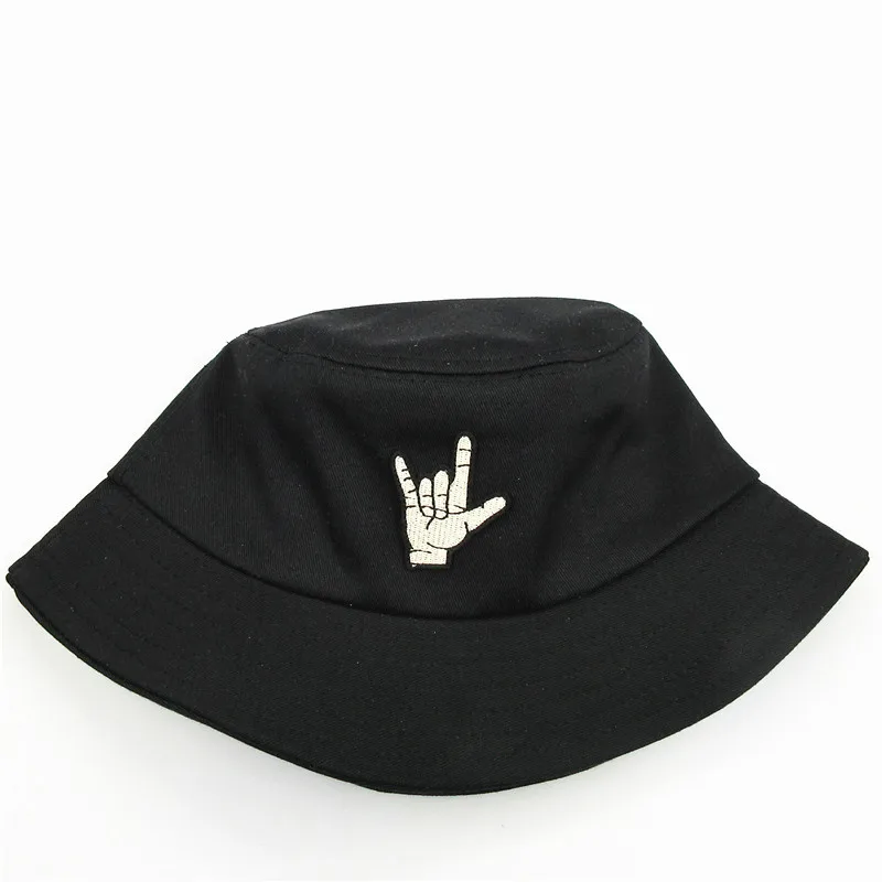 

2021 Good Gesture Embroidery Cotton Bucket Hat Fisherman Hat Outdoor Travel Hat Sun Cap Hats for Men and Women 68