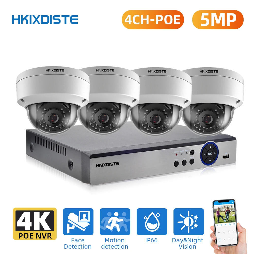 4CH 4K POE Motion Detection NVR 5MP POE CCTV System H.265 AI Face Camera Outdoor IR CCTV Surveillance Home Security Video Set
4CH 4K POE Motion Detection NVR 5MP POE CCTV System H.265 AI Face Camera Outdoor IR CCTV Surveillance Home Security Video Set