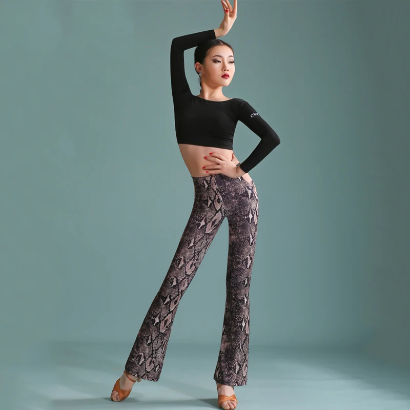 Брюки женские для латиноамериканских танцев свободные штаны с леопардовым