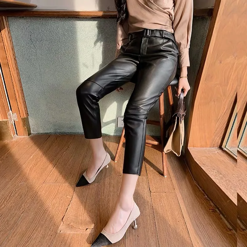 Real Sheepskin Leather Pants Female High Waist Pants Spring Autumn 2021 Simple Slim Women's Nine Wide Leg Pants Feet
Real Sheepskin Leather Pants Female High Waist Pants Spring Autumn 2021 Simple Slim Women's Nine Wide Leg Pants Feet