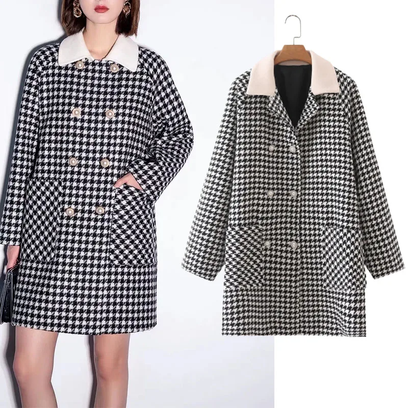 Женское двубортное пальто Xypskh Za, свободное шерстяное пальто в клетку, винтажная верхняя одежда с длинными рукавами и карманами, шикарное па... 
Женское двубортное пальто Xypskh Za, свободное шерстяное пальто в клетку, винтажная верхняя одежда с длинными рукавами и карманами, шикарное па...