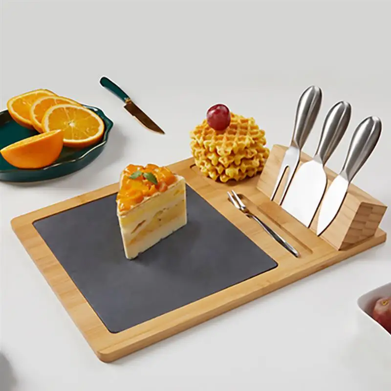 Bamboo Cheese Board Cutter Set Heat Insulation Cutting Board Slicer Fork Knife Serving Platter Tray Kitchen Cooking Tools
Bamboo Cheese Board Cutter Set Heat Insulation Cutting Board Slicer Fork Knife Serving Platter Tray Kitchen Cooking Tools
