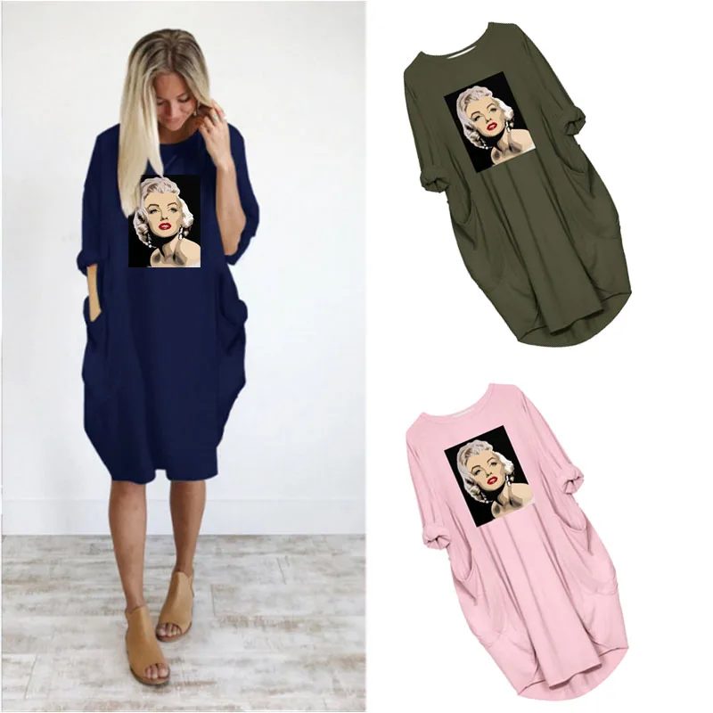 2020 Women Dress Vintage Clothes Vintage Marilyn Monroe Short Sleeve Black Casual Fashion Loose Midi Tshirt Dresses Femme Robe
2020 Women Dress Vintage Clothes Vintage Marilyn Monroe Short Sleeve Black Casual Fashion Loose Midi Tshirt Dresses Femme Robe