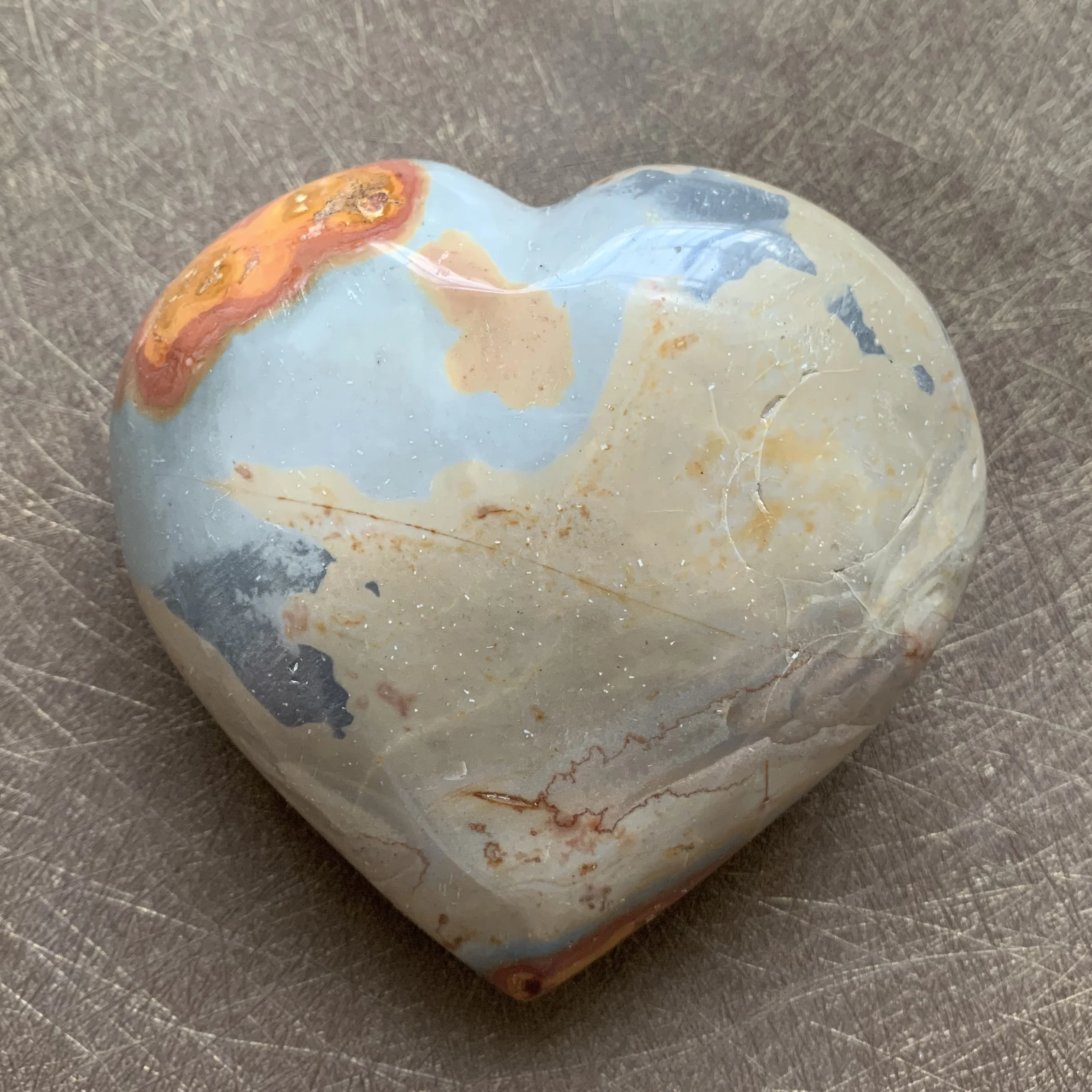 

503 г натуральная Океаническая яшма сердце украшение для дома любовь полированный кварцевый кристалл лечение B009