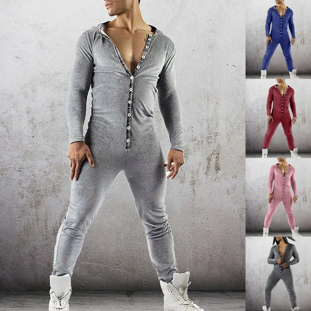 2021 Men Jumpsuit Skinny Solid Hooded Sleepwear Long Sleeve Buttons Pyjama Casual Overall Romper Men's Fashion Clothing
2021 Men Jumpsuit Skinny Solid Hooded Sleepwear Long Sleeve Buttons Pyjama Casual Overall Romper Men's Fashion Clothing