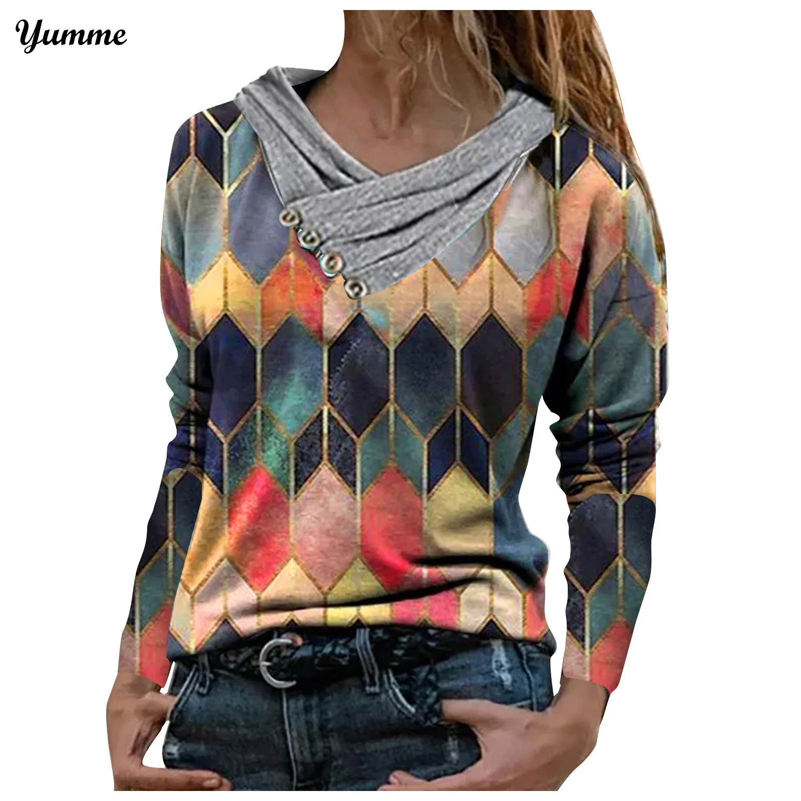 Блузка женская на пуговицах, повседневный пикантный пуловер с V-образным вырезом, топ с геометрическим принтом и длинным рукавом, уличная од...
Блузка женская на пуговицах, повседневный пикантный пуловер с V-образным вырезом, топ с геометрическим принтом и длинным рукавом, уличная од...