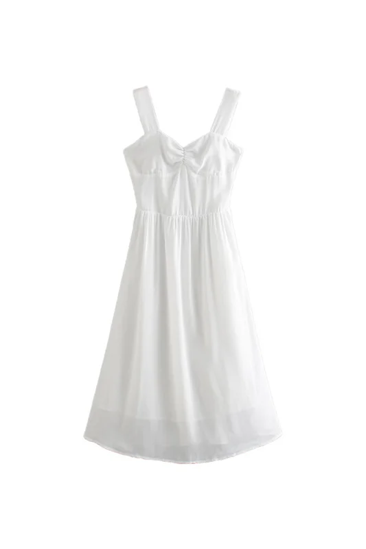 French Temperament Square Neck Waist White Suspender Skirt Mid Length Fashionable Chiffon Holiday Dress
French Temperament Square Neck Waist White Suspender Skirt Mid Length Fashionable Chiffon Holiday Dress