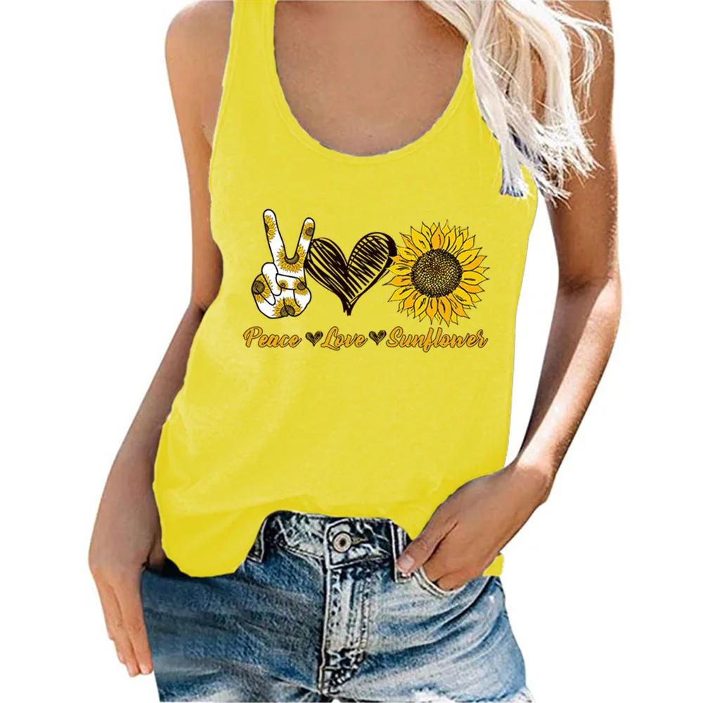 Women Peace Love Sunshine Print Sunflower Tank Tops Girl Harajuku Casual White Top Summer Female Camisole Drop Shipping
Women Peace Love Sunshine Print Sunflower Tank Tops Girl Harajuku Casual White Top Summer Female Camisole Drop Shipping