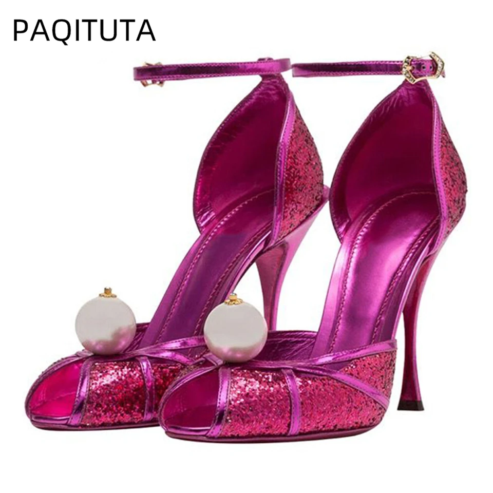Bling Sequins Peep Toe Sandals Women Summer Beaded Pearl Ankle Strap 10cm Stiletto Heel Party Shoes For Girls
Bling Sequins Peep Toe Sandals Women Summer Beaded Pearl Ankle Strap 10cm Stiletto Heel Party Shoes For Girls