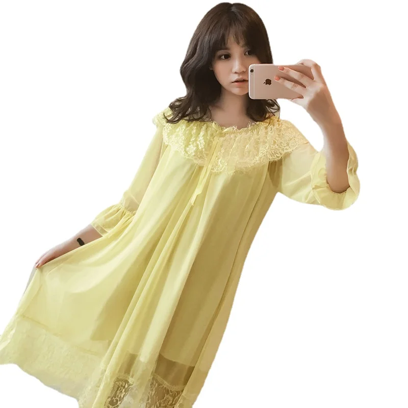 New Summer and Autumn Court Sweet Luxury Lace Princess Mesh Nightdress Plus Size Sleep Wear
New Summer and Autumn Court Sweet Luxury Lace Princess Mesh Nightdress Plus Size Sleep Wear