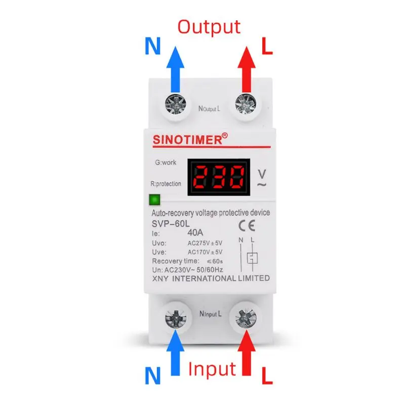 230V AC 40A Display Din Rail Over Under Voltage Protector Self-resetting Device New 2020
230V AC 40A Display Din Rail Over Under Voltage Protector Self-resetting Device New 2020
