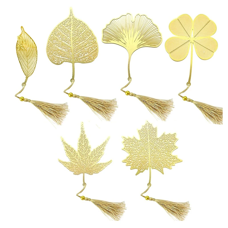 6 Pcs Metal Bookmarks, Exquisite Crafts Metal Leaf Bookmark Tassel Markers for Readers, Women and Children 
6 Pcs Metal Bookmarks, Exquisite Crafts Metal Leaf Bookmark Tassel Markers for Readers, Women and Children