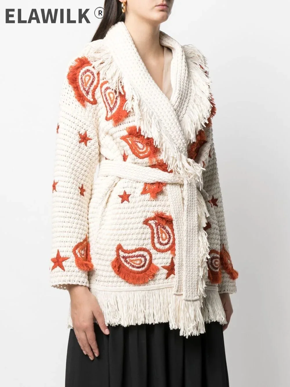 Spring Autumn Fashion Women's Hollow-out Embroidery Cardigans High Quality Belt Tassel knitted coat C899
Spring Autumn Fashion Women's Hollow-out Embroidery Cardigans High Quality Belt Tassel knitted coat C899