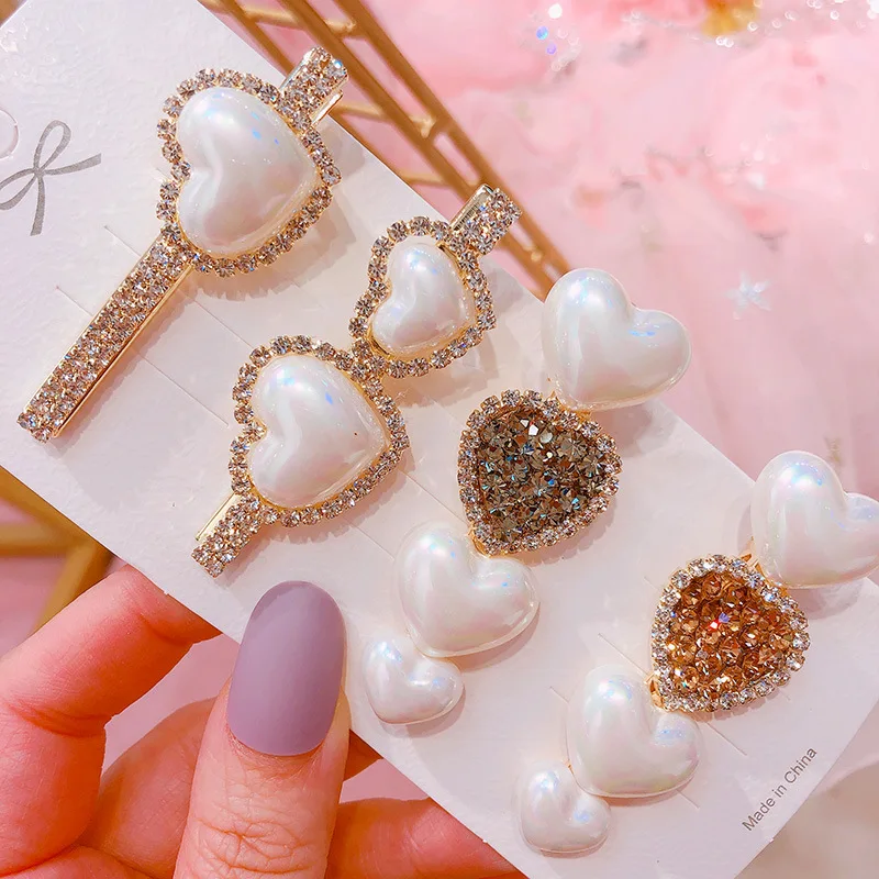 Springtime New Pearl Hair Clip Cute Heart Shaped Women's Hair Accessories Set European And American Fashion Rhinestone Hairpin
Springtime New Pearl Hair Clip Cute Heart Shaped Women's Hair Accessories Set European And American Fashion Rhinestone Hairpin