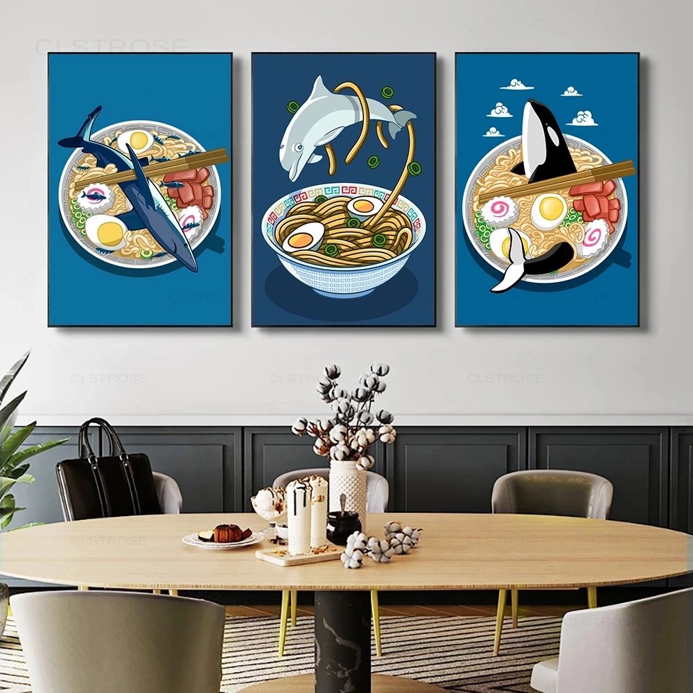 Japanese food cartoon poster Ramen Dolphin Shark Killer Whale Canvas Pictures Nostalgia Kitchen Wall Art Home Decor Painting
Japanese food cartoon poster Ramen Dolphin Shark Killer Whale Canvas Pictures Nostalgia Kitchen Wall Art Home Decor Painting