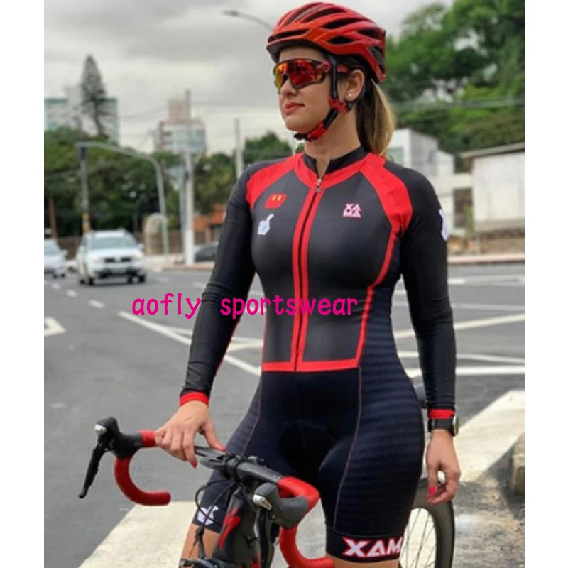 

2020 Xama Pro Женский комплект с длинным рукавом для езды на велосипеде триатлона Женская одежда для езды на велосипеде костюм для езды на велоси...