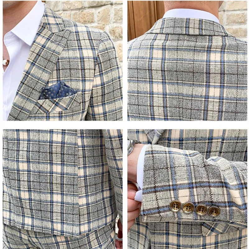 Kpop Men Plaid Suit Set Summer Suit Jacket with Trousers 2020 Korean Fashion Clothing Party Work Casual Handsome Check Suit Male
Kpop Men Plaid Suit Set Summer Suit Jacket with Trousers 2020 Korean Fashion Clothing Party Work Casual Handsome Check Suit Male