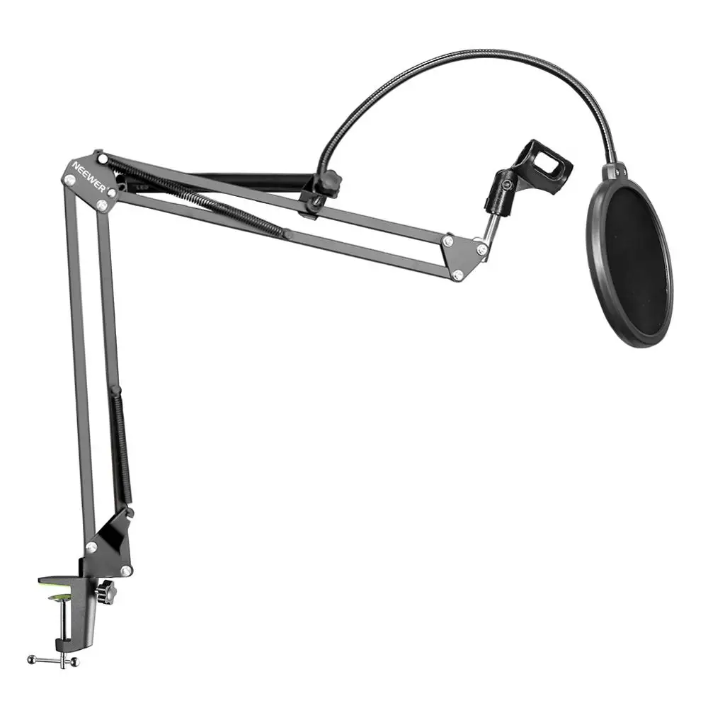 

Neewer NB-35 Microphone Suspension Boom Scissor Arm Stand/Mic Clip Holder/Mounting Clamp&Pop Filter Mask Shield/Stand Clip Kit