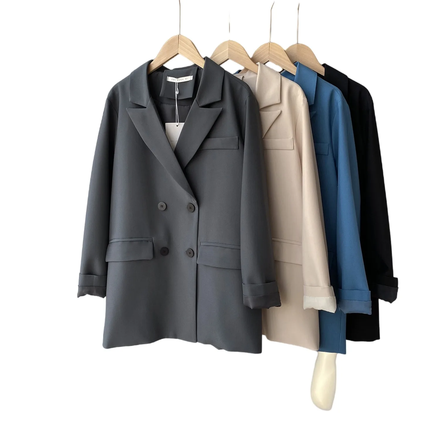 2021 Spring Basic Black Suit Jacket Women's Loose Long Sleeve Casual Oversized Blazer Suit Top V-neck Double Breasted Cardigan
2021 Spring Basic Black Suit Jacket Women's Loose Long Sleeve Casual Oversized Blazer Suit Top V-neck Double Breasted Cardigan