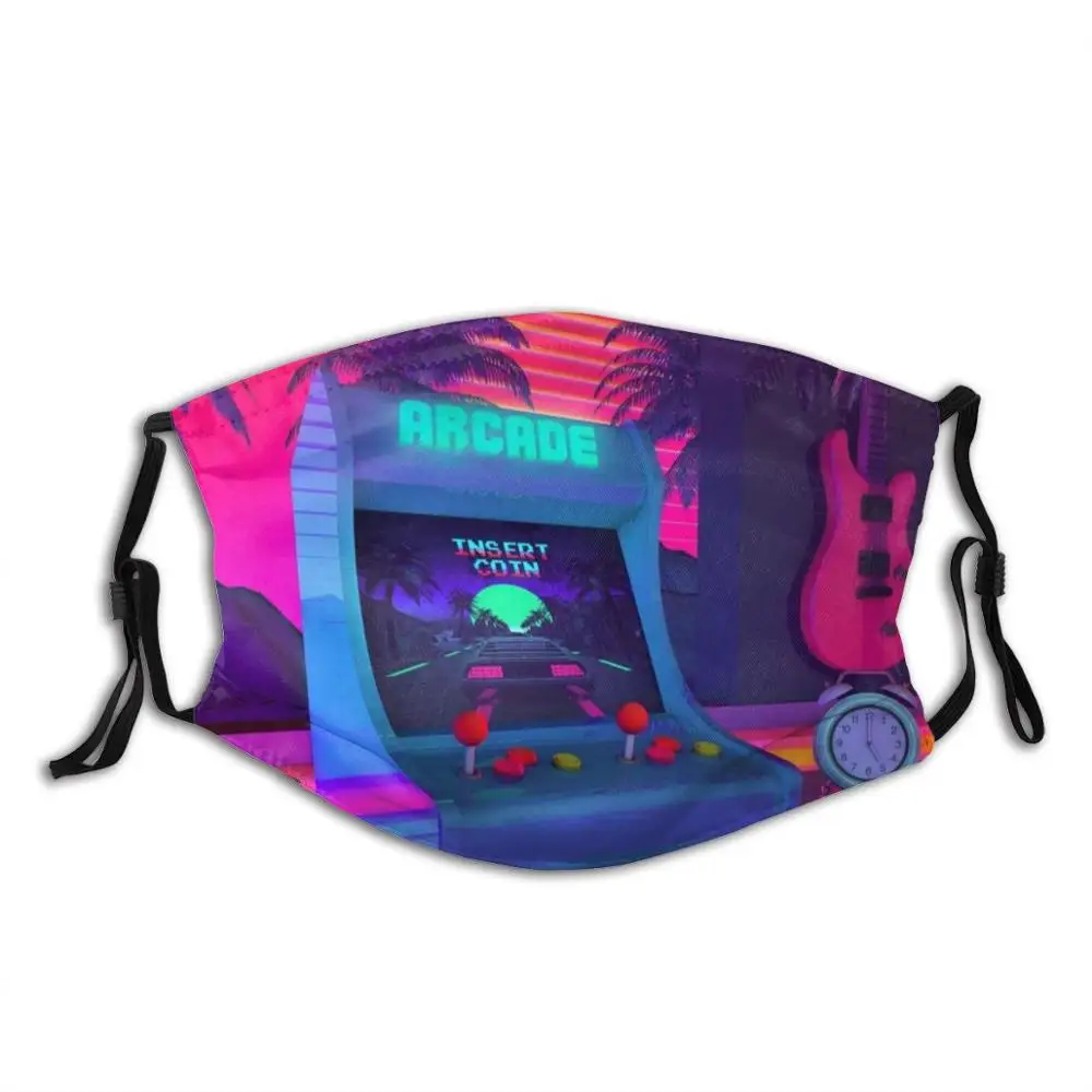 Аркадные сны смешная Печать Многоразовые Pm2.5 фильтр маска для лица Synthwave Retrowave oudun