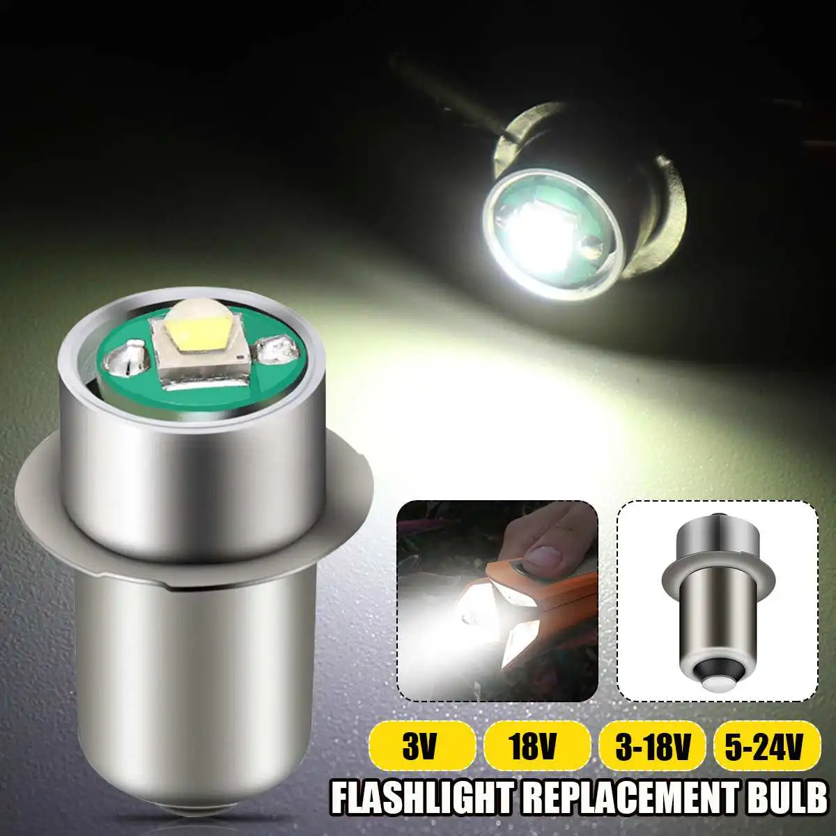 

1Pcs P13.5S 3W LED Bulb For flashlights 3V 18V DC3-18V/5-24V LED Replacement Bulbs LED Upgrade Flashlight Lighting