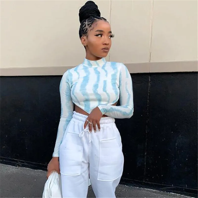 Women Tie-Dye T-Shirts Autumn Long Sleeve Print Loose T Shirt New High Neck Casual Colored Tops Shirt Fashion Backless T Shirts
Women Tie-Dye T-Shirts Autumn Long Sleeve Print Loose T Shirt New High Neck Casual Colored Tops Shirt Fashion Backless T Shirts