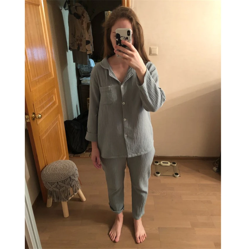 Japanese Kimono Lover Pajamas Cotton Men Long Sleeve Casual Sleepwear Autumn Women 2 Pieces Solid Breathable Leisure Homewear
Japanese Kimono Lover Pajamas Cotton Men Long Sleeve Casual Sleepwear Autumn Women 2 Pieces Solid Breathable Leisure Homewear