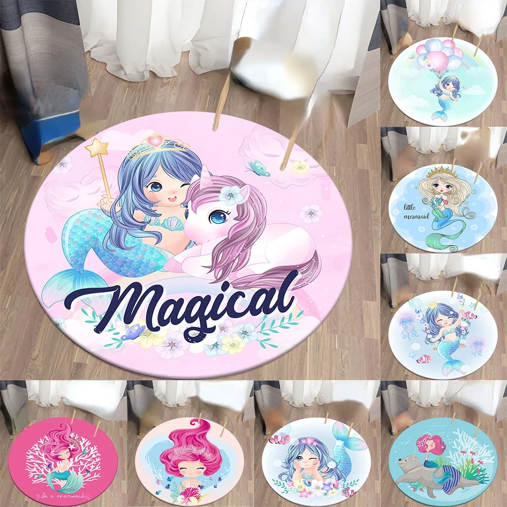 Cartoon Round Carpet Mermaid Unicorn Printed Area Rugs Kitchen Bedroom Carpet Living Room Children's Rugs Kids Play Mat
Cartoon Round Carpet Mermaid Unicorn Printed Area Rugs Kitchen Bedroom Carpet Living Room Children's Rugs Kids Play Mat