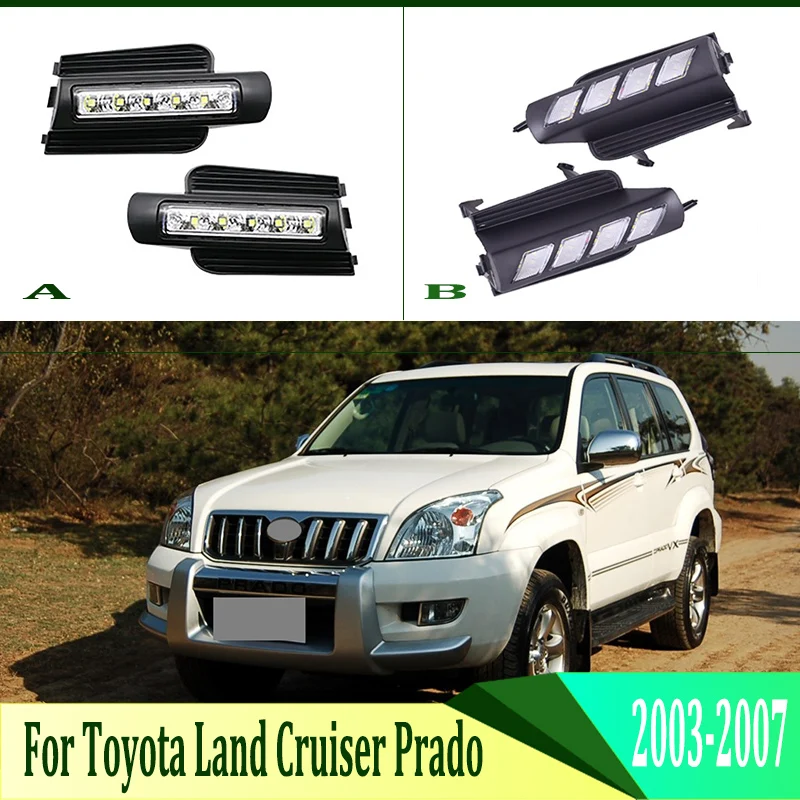 2 шт. для Toyota Land Cruiser Prado 2003 2007 6000K белый светильник Светодиодный дневной вождения