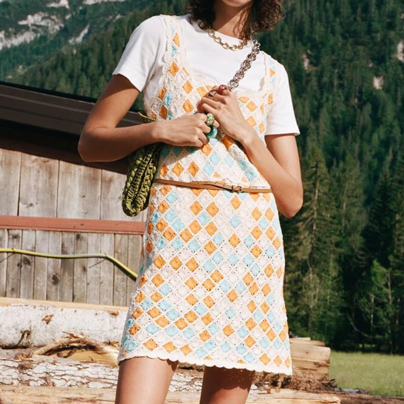 WXWT Za Fashion Women Multicolor Crochet Summer Tank Dress Sleeveless Female Sweet Mini Dresses Vestidos LT1185
WXWT Za Fashion Women Multicolor Crochet Summer Tank Dress Sleeveless Female Sweet Mini Dresses Vestidos LT1185