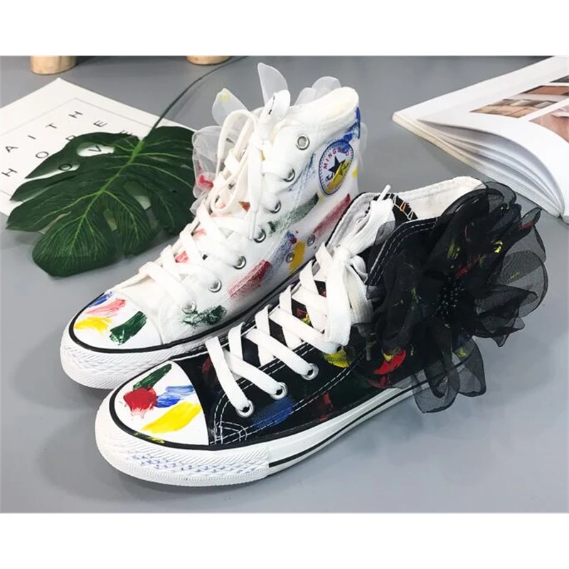 2019 spring Diy watercolor high help canvas shoes casual lace flowers student shoes flat women's shoes
2019 spring Diy watercolor high help canvas shoes casual lace flowers student shoes flat women's shoes
